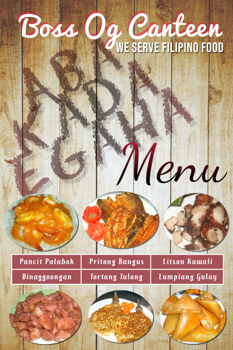 Menu template Plakkaat