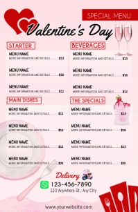 Menu Valentine's Day Tabloid template