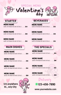Menu Valentine's Day Pink แทบลอยด์ template