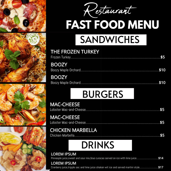 menus Instagram Post template