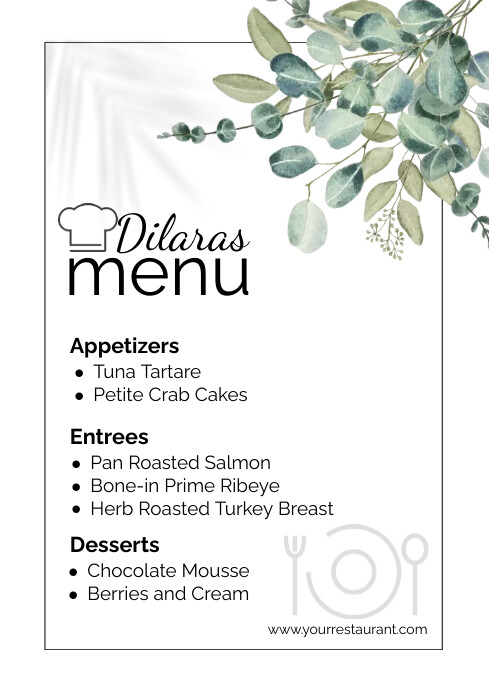 menus A4 template