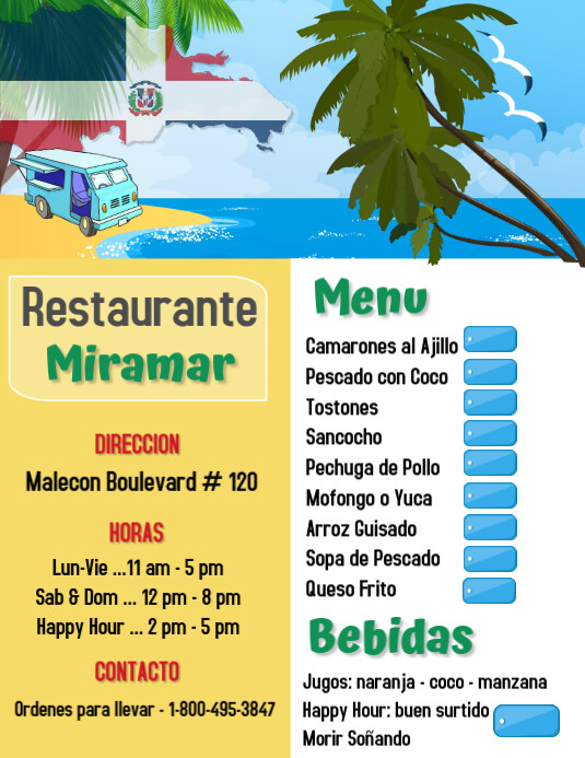 Plantilla De Menus Republica Dominicana Latino Hispano Alimentos Postermywall