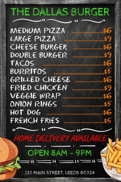 Menus for Restaurant - Menu Template - Chalkboard Poster