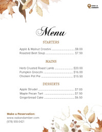 Meny Flyer Fall Autumn Minimal White Clean template