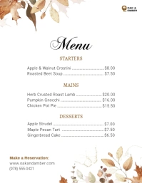 Meny Flyer Fall Autumn Minimal White Clean template