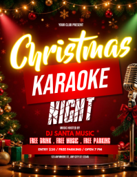 Red Christmas Karaoke Night Flyer Template