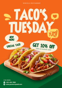 Merah Ceria Taco Tuesday Promotion A4 template