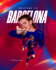 Merah Gradien Welcome to Barcelona Instagram Portrait template