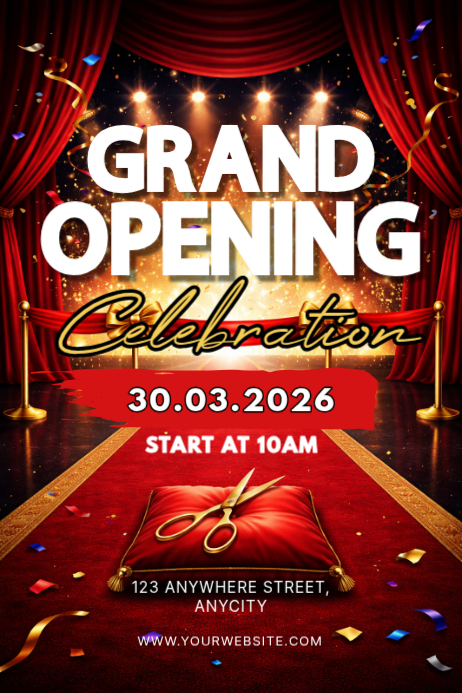 Opening Post Red Red Grand Opening Posters Template | PosterMyWall