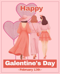Merah Muda Galentine's Day Celebration Instagram Portrait Video template