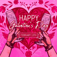 Merah Muda Galentine's Day Celebration Pos Instagram Video Instagram-opslag template