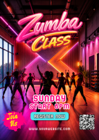 Merah Muda Neon Zumba Class A2 template