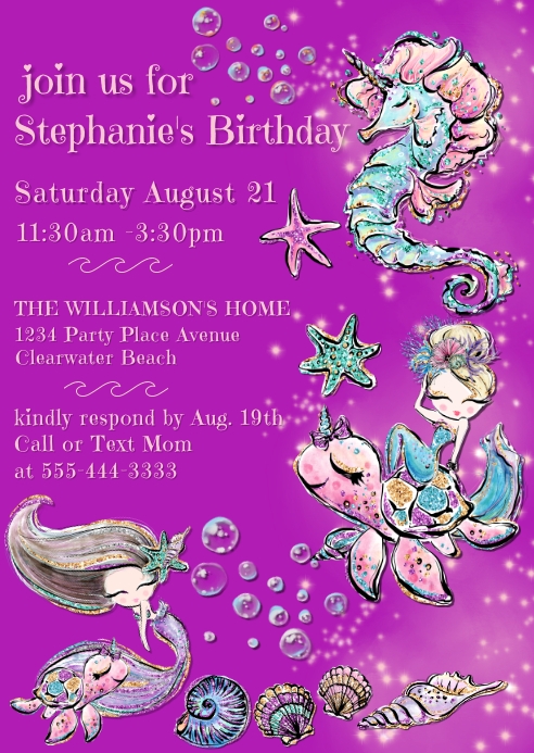 Mermaid And Glitter Birthday Party Invitation Template Postermywall Mermaid And Glitter Birthday Party Invitation Template Postermywall