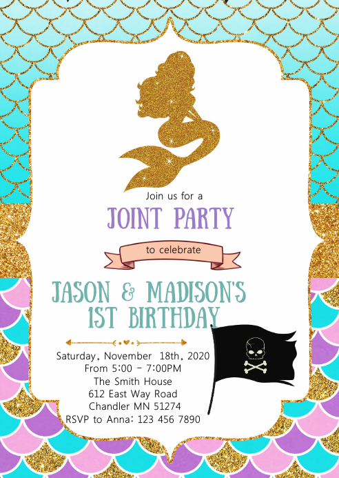 Modele Invitation Anniversaire Sirene Et Pirates Postermywall Modele Invitation Anniversaire Sirene Et Pirates Postermywall