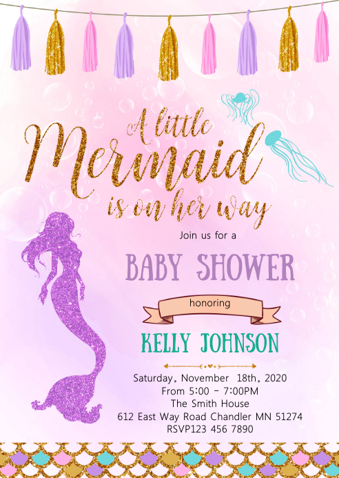 Mermaid Baby Shower Party Invitation Template Postermywall Mermaid Baby Shower Party Invitation Template Postermywall