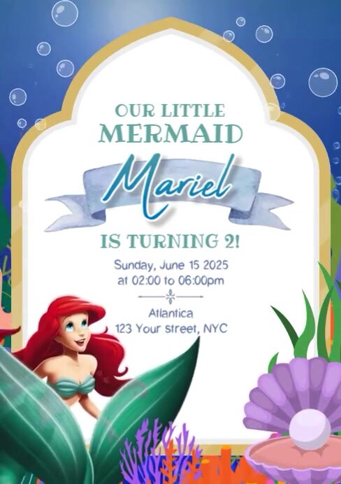 Mermaid Birthday Invitation Template | PosterMyWall