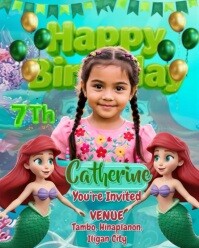 Mermaid Birthday Invitation Video Instagram Portrait template