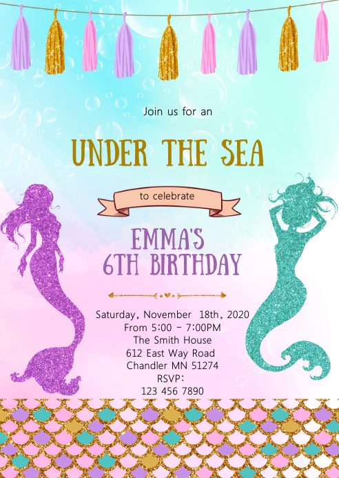 Modele Invitation De Fete D Anniversaire Sirene Postermywall Modele Invitation De Fete D Anniversaire Sirene Postermywall