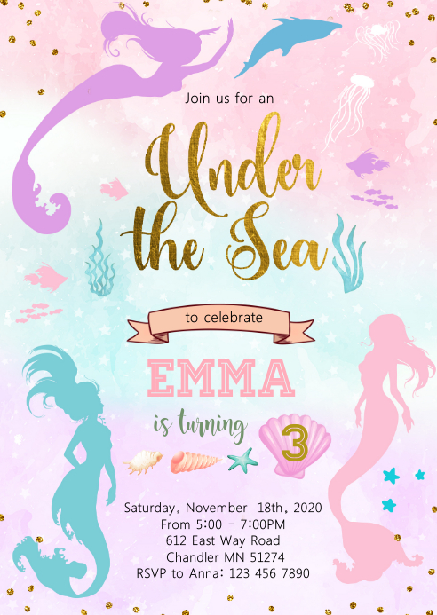 Modele Une Invitation De Douche D Anniversaire De Sirene Postermywall Modele Une Invitation De Douche D Anniversaire De Sirene Postermywall