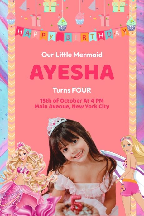 Mermaid Birthday Template | PosterMyWall