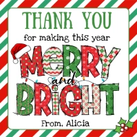 Merry and bright gift tags Publicação no Instagram template