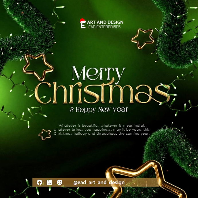 Merry Christmas & Happy New Year Greetings Template Instagram Post ...