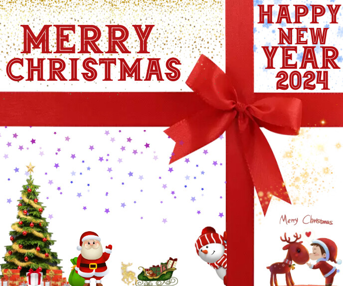 Merry Christmas & happy new year poster 2024 Malaking Rektangle template