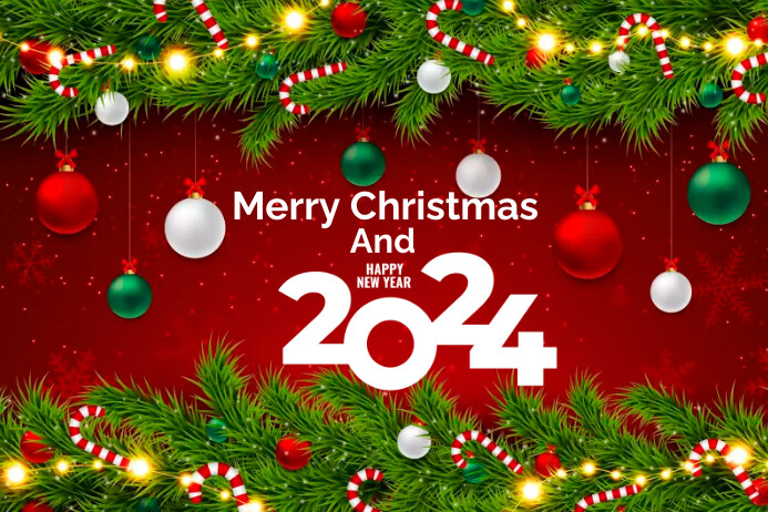 Merry Christmas & new year 2024 Etykieta template