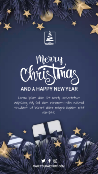 Purple Christmas and New Year Greeting Digitalt display Template