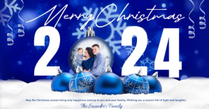 Niebieski Family Christmas Greeting Facebook Shared Image Template