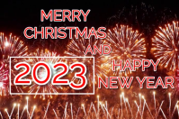 Merry Christmas And Happy New 2023 Etykieta template