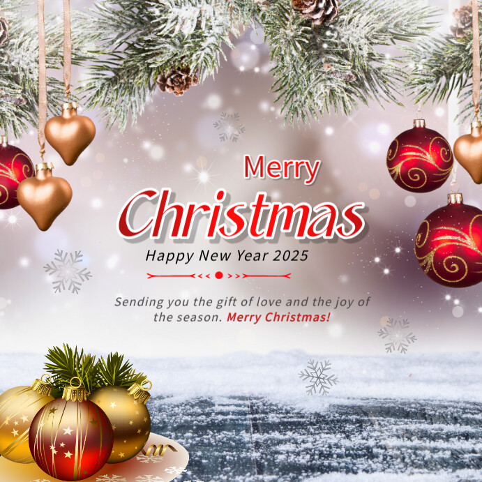Plantilla de Merry Christmas and Happy New Year 2025 | PosterMyWall