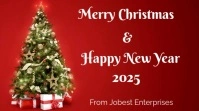 Merry Christmas and happy new year 2025 greeting card Digital Display (16:9) template