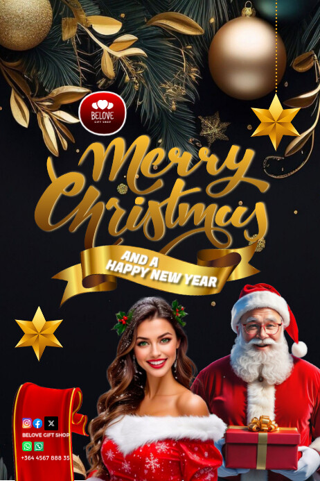 Merry Christmas and Happy New Year Flyer A4 Template | PosterMyWall