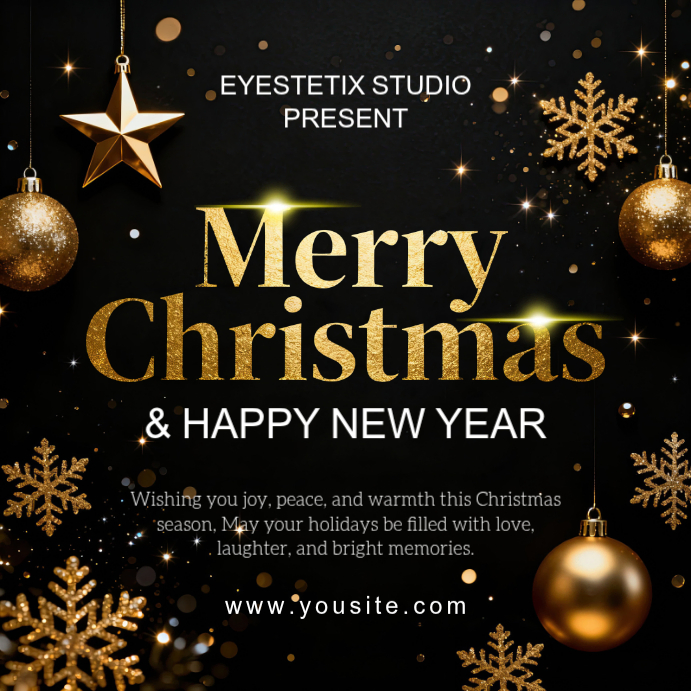 Merry Christmas And Happy New Year Greeting Instagram Post Template ...