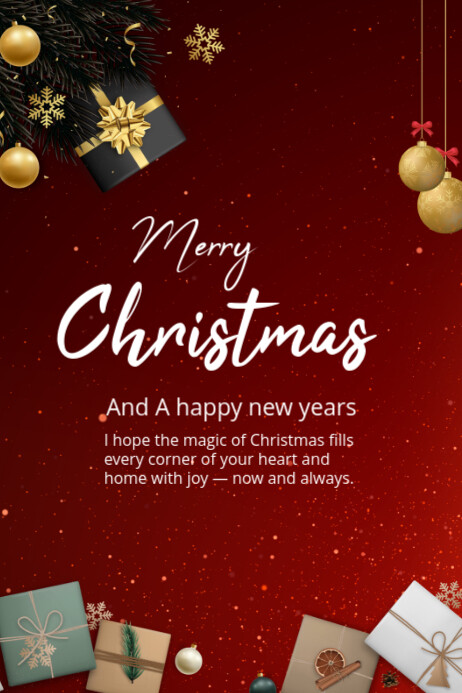 Plantilla de Merry Christmas and happy new year online greeting card ...