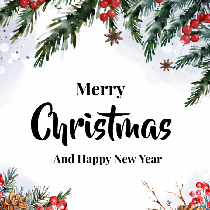 Plantilla de Merry Christmas and Happy New Year Post | PosterMyWall