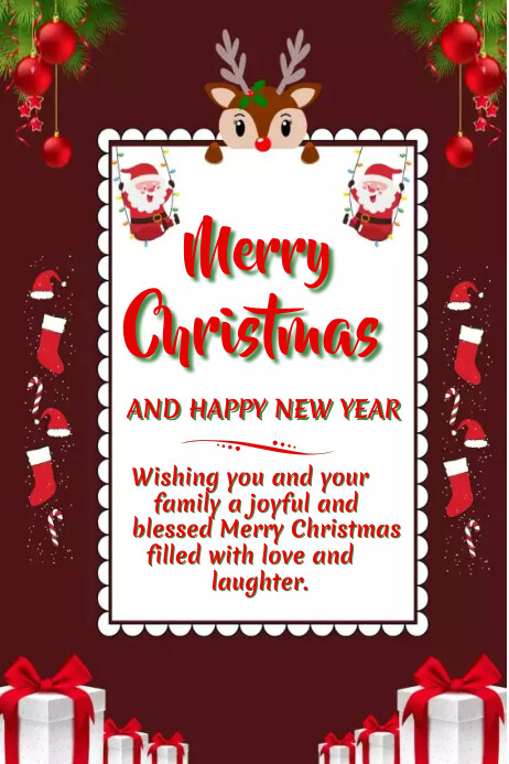 Plantilla de Merry Christmas And Happy New year Poster | PosterMyWall
