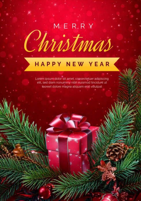 Plantilla de Merry Christmas and Happy New Year Poster Flyer | PosterMyWall