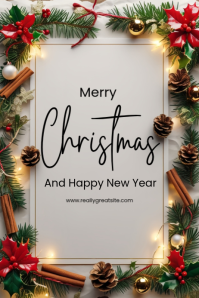 Merry Christmas and Happy New Year Poster template