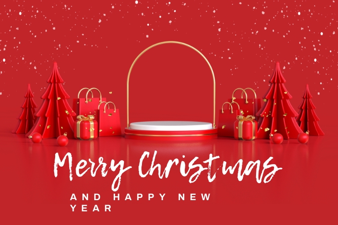 Copy of Merry christmas and happy new year with 3d em | PosterMyWall