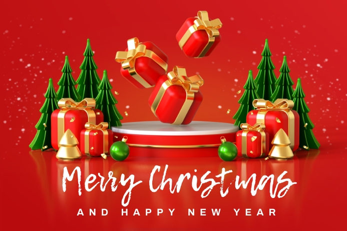 Copy of Merry christmas and happy new year with 3d gi | PosterMyWall