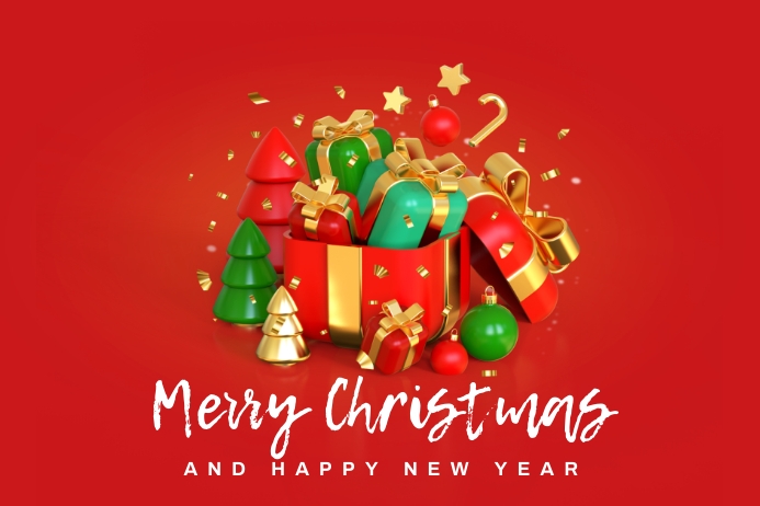 Merry christmas and happy new year with 3d op Template | PosterMyWall