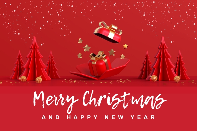 Plantilla de Merry christmas and happy new year with 3d op | PosterMyWall