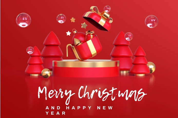 Merry christmas and happy new year with 3d op Template | PosterMyWall