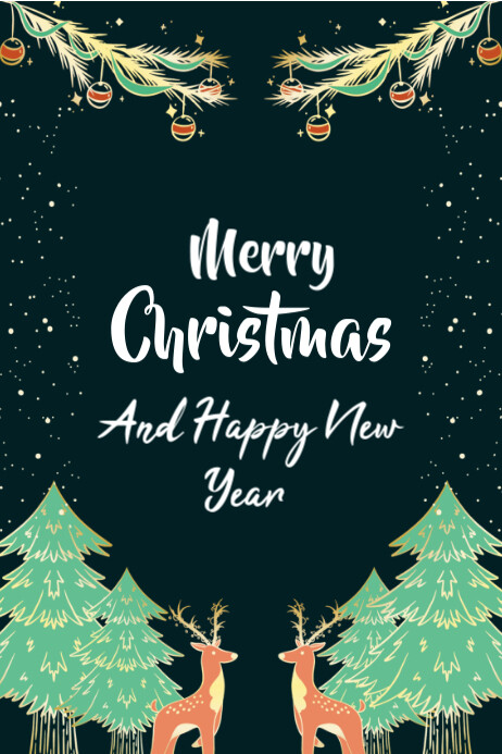 Merry Christmas And New Year Templates Online Greeting Cards Poster ...