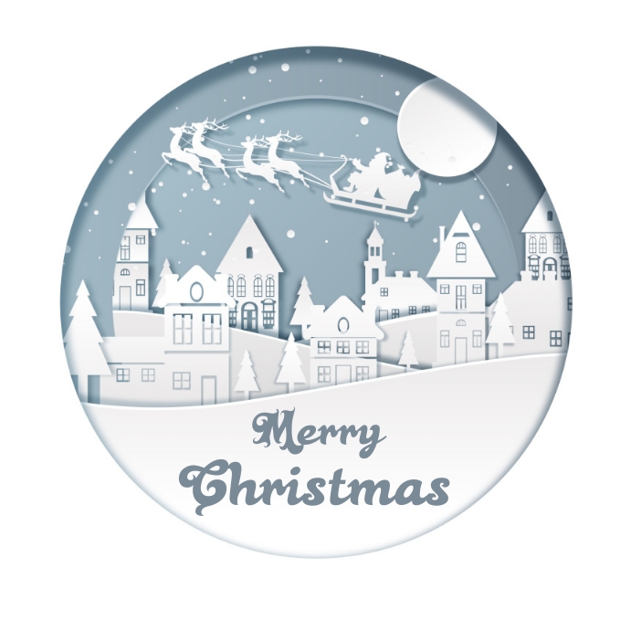 Merry Christmas Background Paper Art Style Instagram Post template