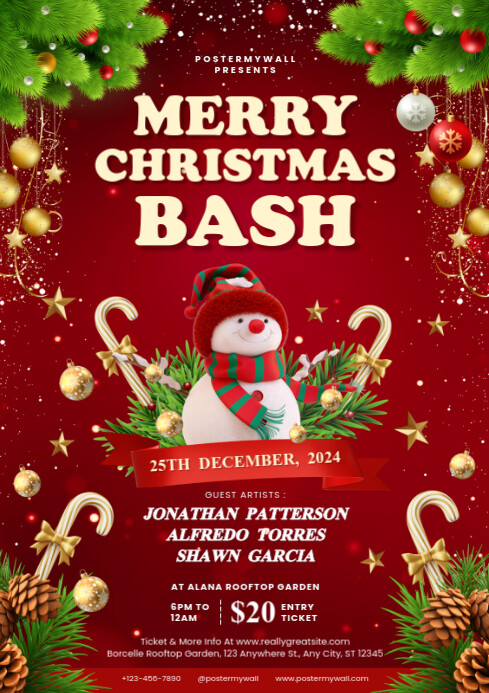 Merry Christmas Bash A4 template
