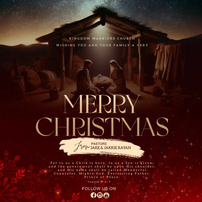 MERRY CHRISTMAS CHURCH POST TEMPLATE | PosterMyWall