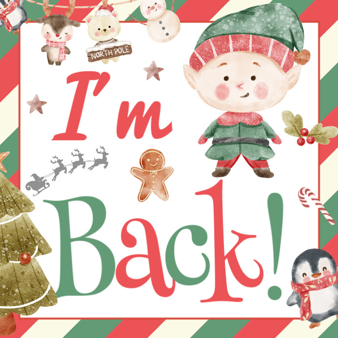 Merry Christmas Cookie Tag, I'm Back Elf Cookie Tag Message Instagram template